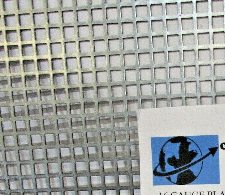 ==3/8 SQUARE PERFORATED METAL 16 GAUGE–PLAIN STEEL– 10-5/8″ X 14-1/2″==