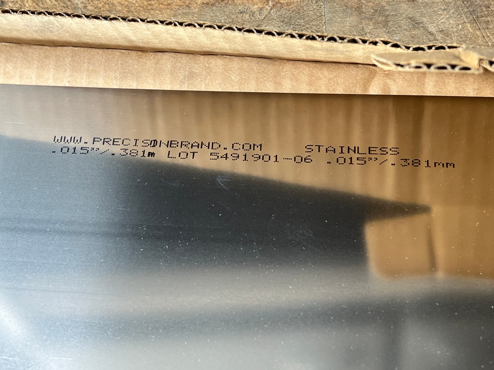 Precision Brand stainless steel flat sheet shim .015 x 6″ x 25″ 1 piece