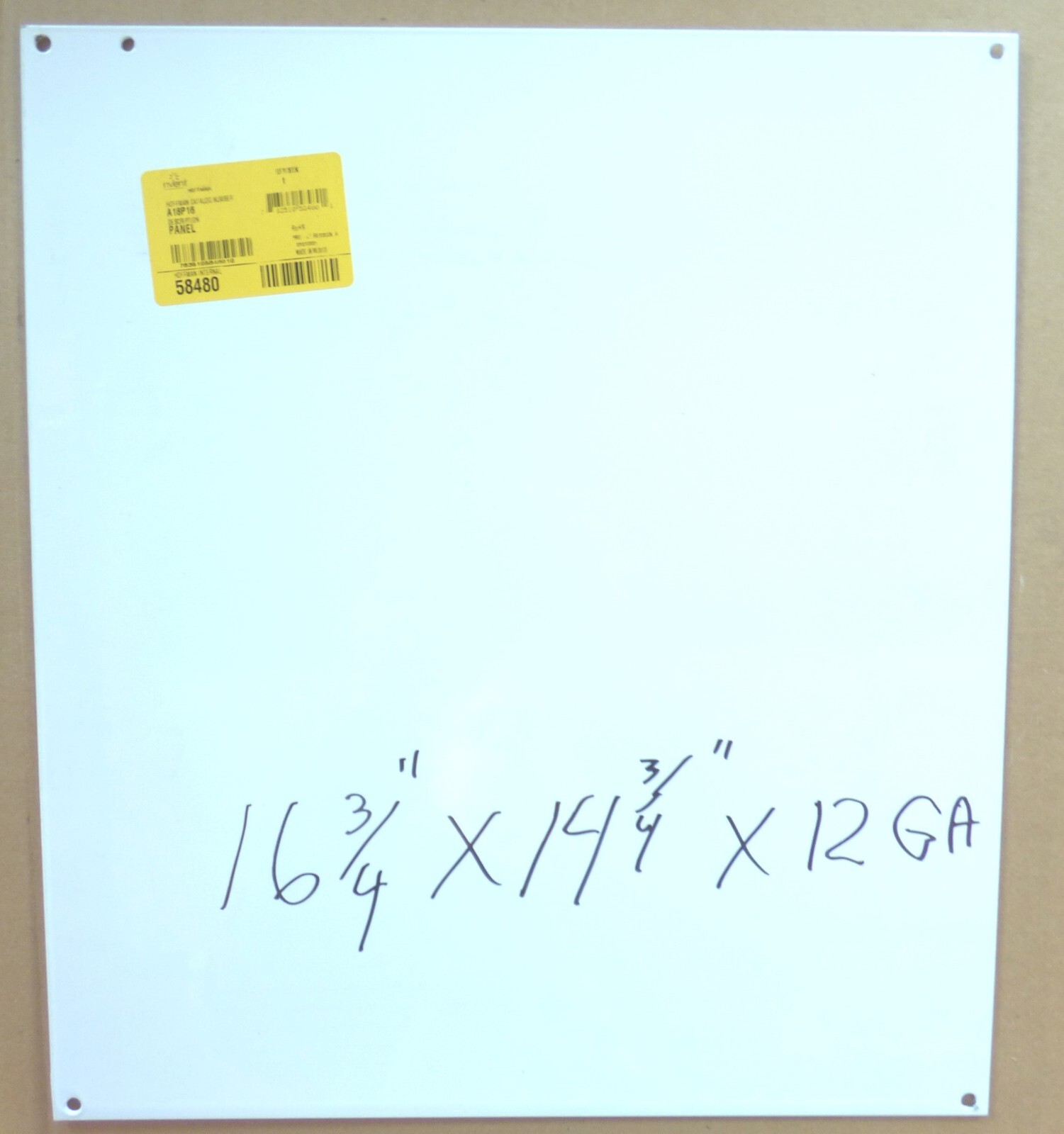 A18P16 16-3/4″ X 14-3/4″ X 12 GA (.0109) Hoffman White Back Plate Panel #58480