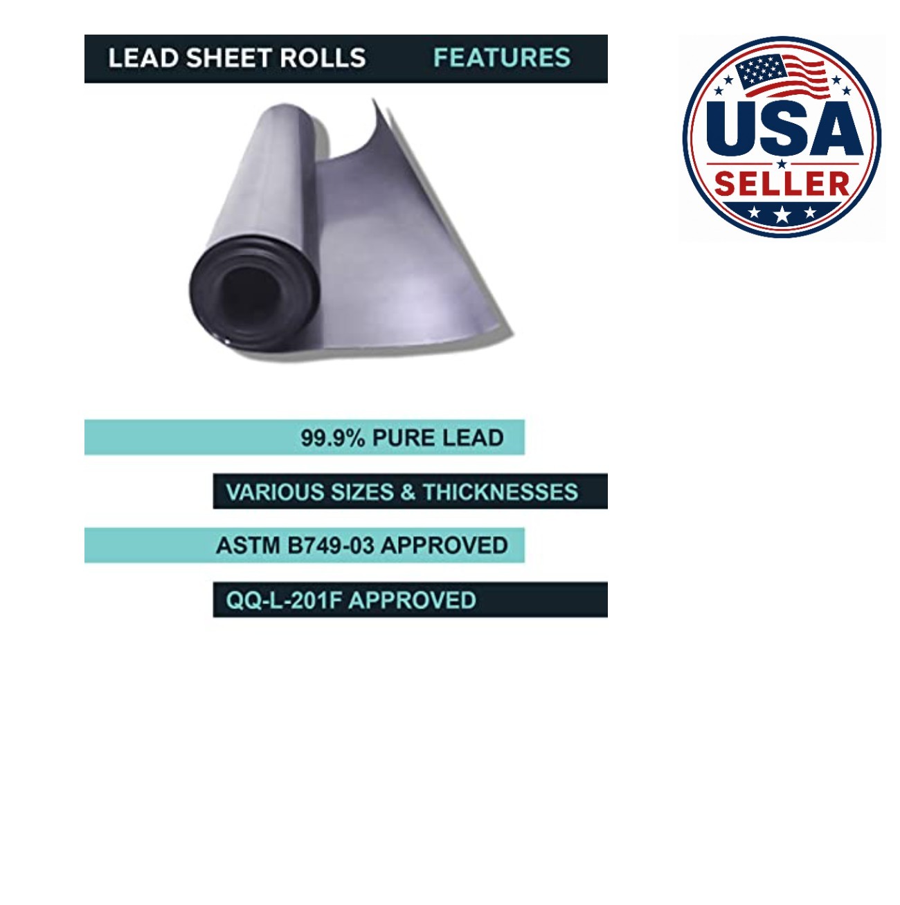 Lead Sheet 1/16 Inch x 12 Inch x 24 Inch Roll 99.9 Percent Pure for Crafting