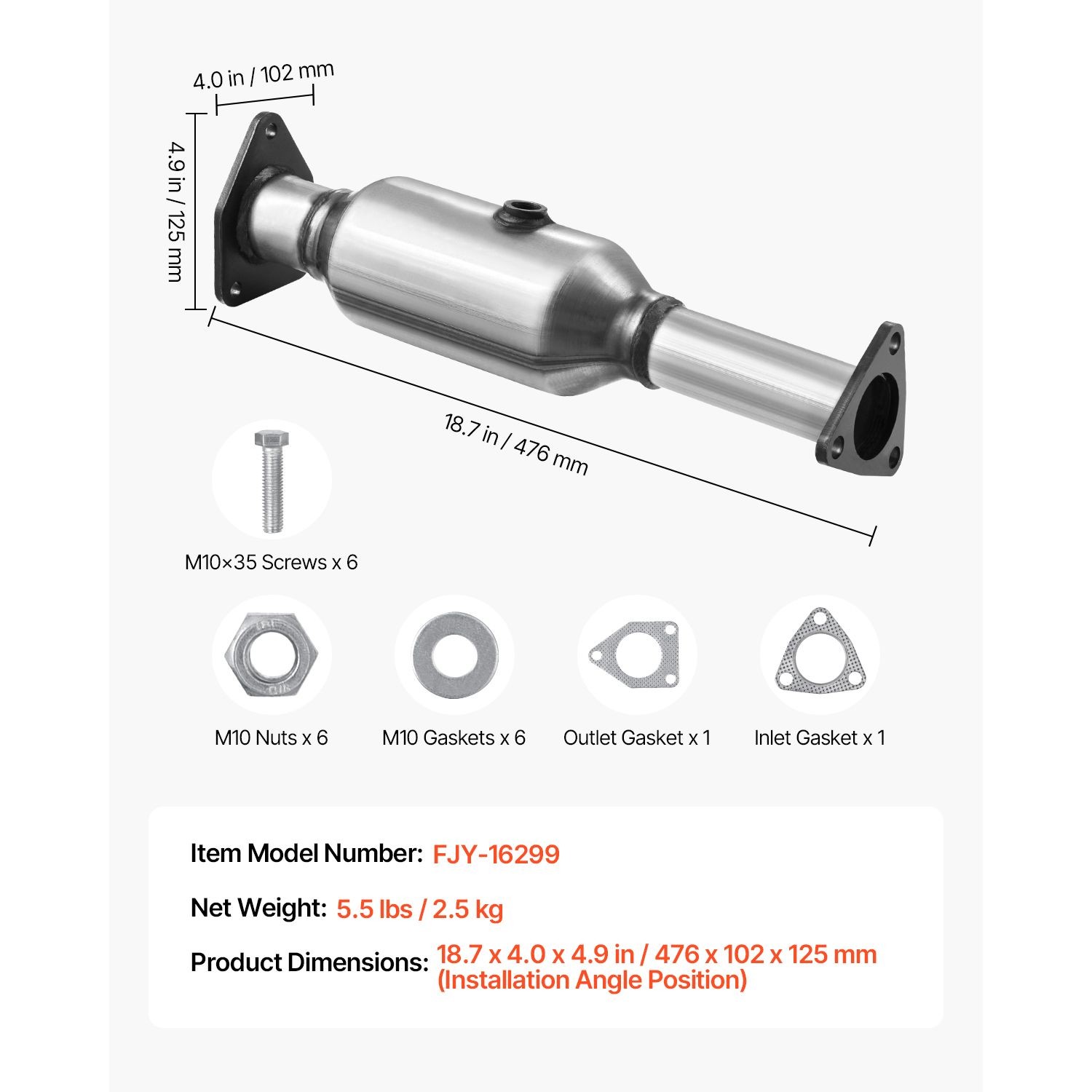 Catalytic Converter for Honda Accord 2.4L 2003 – 2007 Rear Stainless Steel