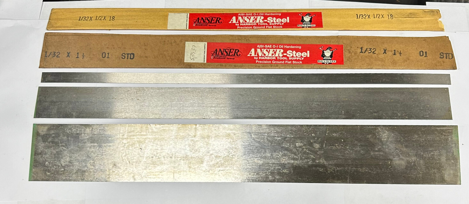 1/32 X 1/2, 1-1/2, & 2-1/2 X 18″ 3 PC BNDL O-1 Flat Ground Stock Regular Harbor