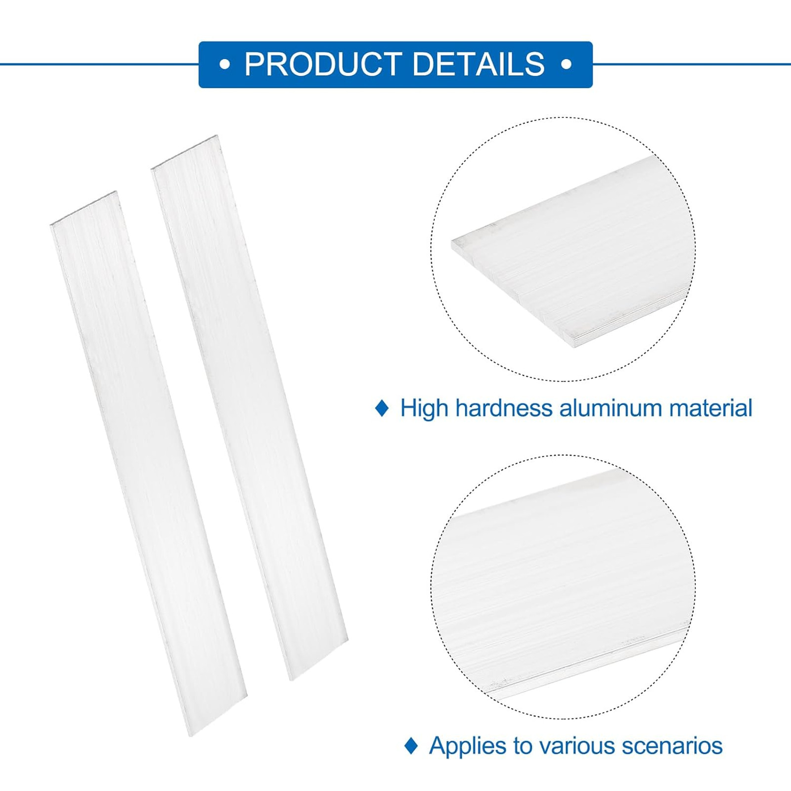 Square Aluminum Flat Bar 2mm Thick 2 Inch Wide 12 Inch Long 6061 Alloy