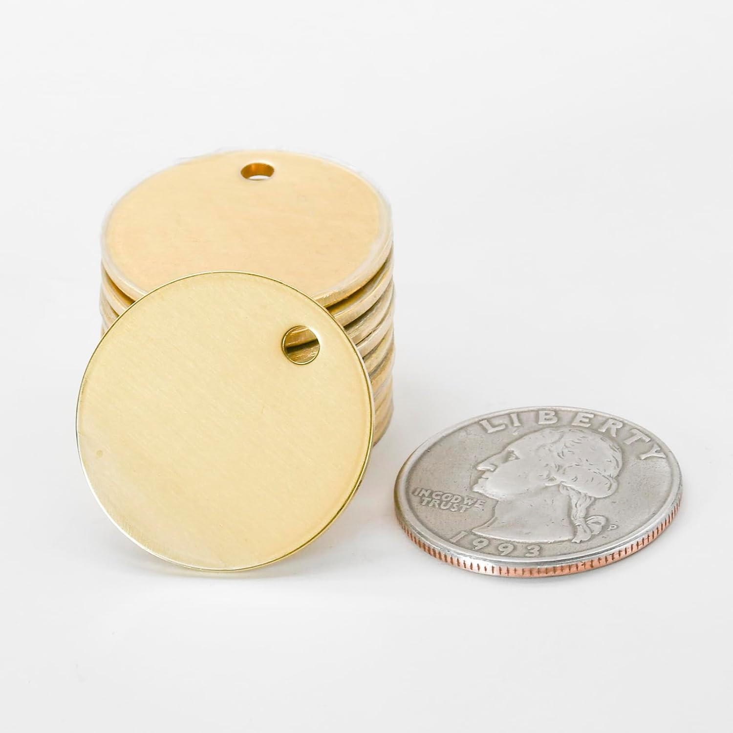 ABBECIAO 1Inch Circle Brass Blanks 14Ga. Thick Smooth Edges Brass round Disc