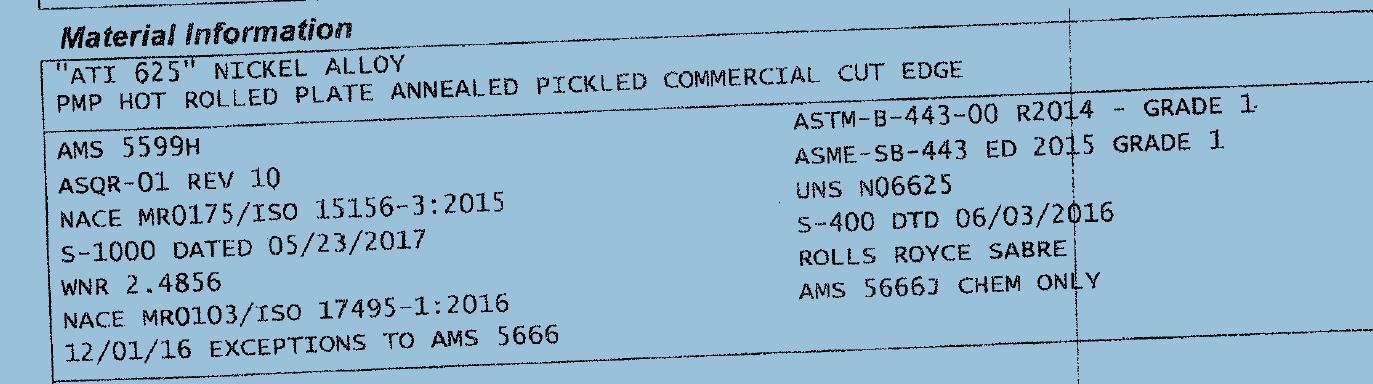625 Inconel Block .75″x1.25″x2.70″ Aerospace grade with Certs
