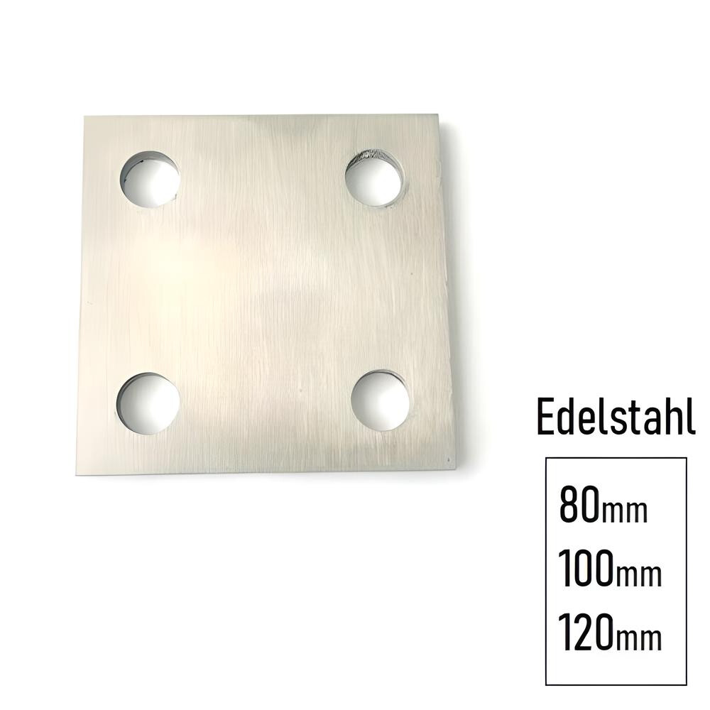 Edelstahlblech Adapterplatte Ankerplatte 80-120mm Fußplatte geschliffen Korn 240