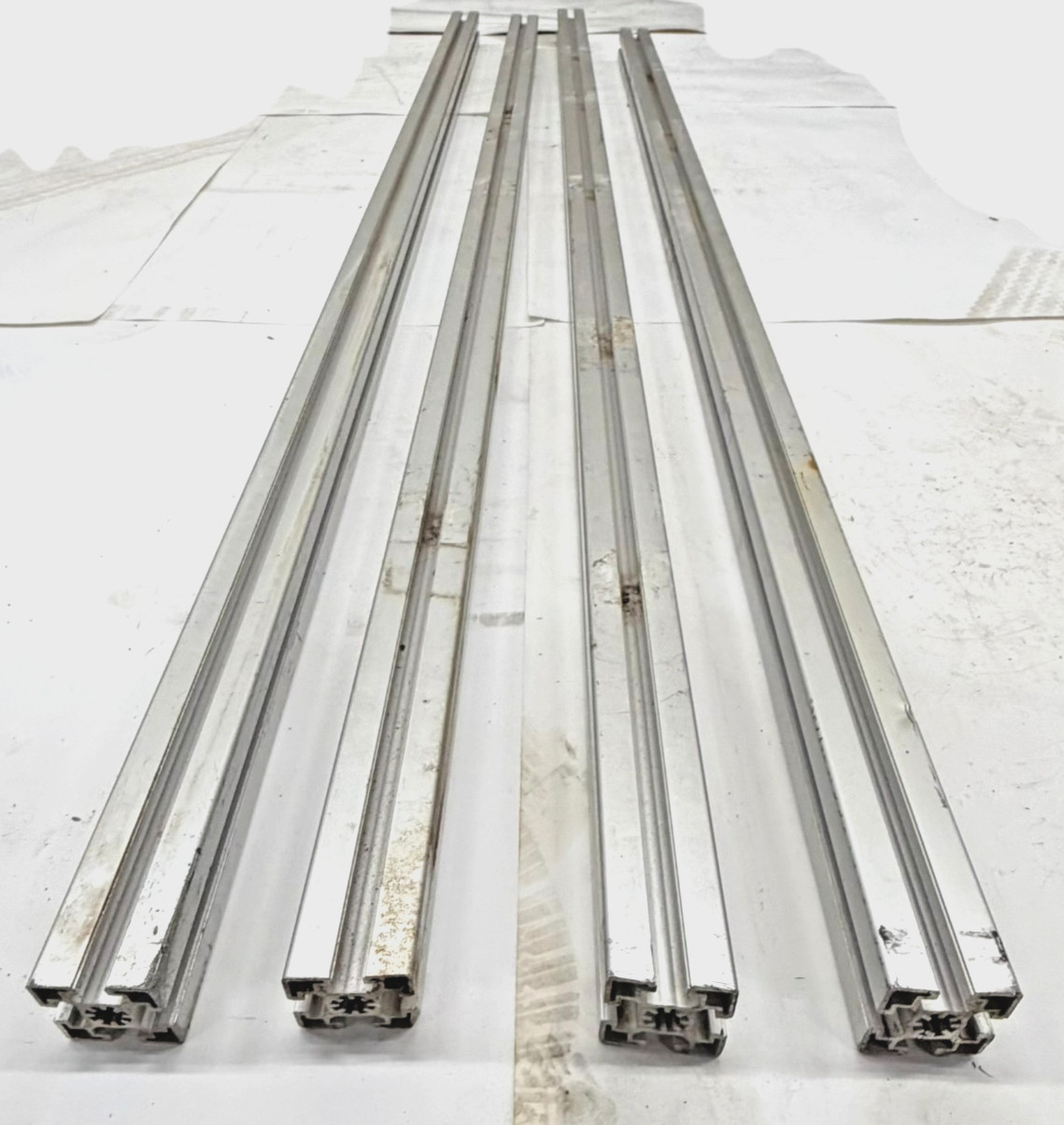80/20 45MM ASST LENGTHS, 45-4545, (LOT OF 4), 63-1/8″ TO 68-1/4″, 4-OPEN SLOTS