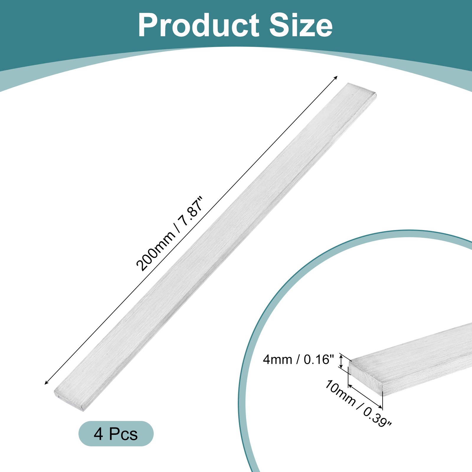 4Pcs 316L Stainless Steel Flat Bar, 5/32″ Thickness 3/8″ Width 8″ Length