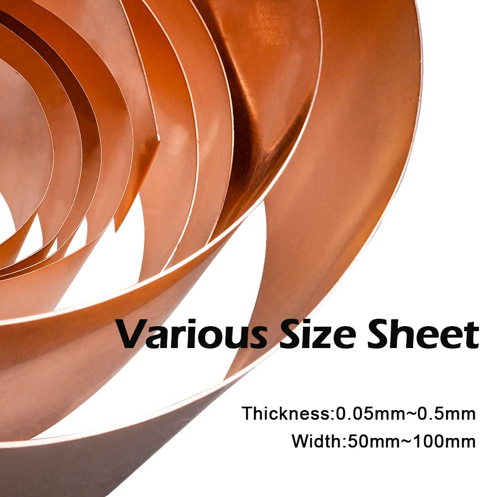Copper Metal Foil Roll 0.05mm × 50mm × 1000mm Copper Sheet Copper Strip