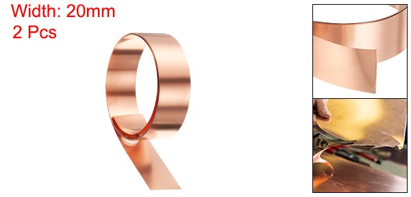 2pcs Copper Sheet Roll 0.5mm Thick Copper Flashing Strip (0.8″ Width x 3.28ft)