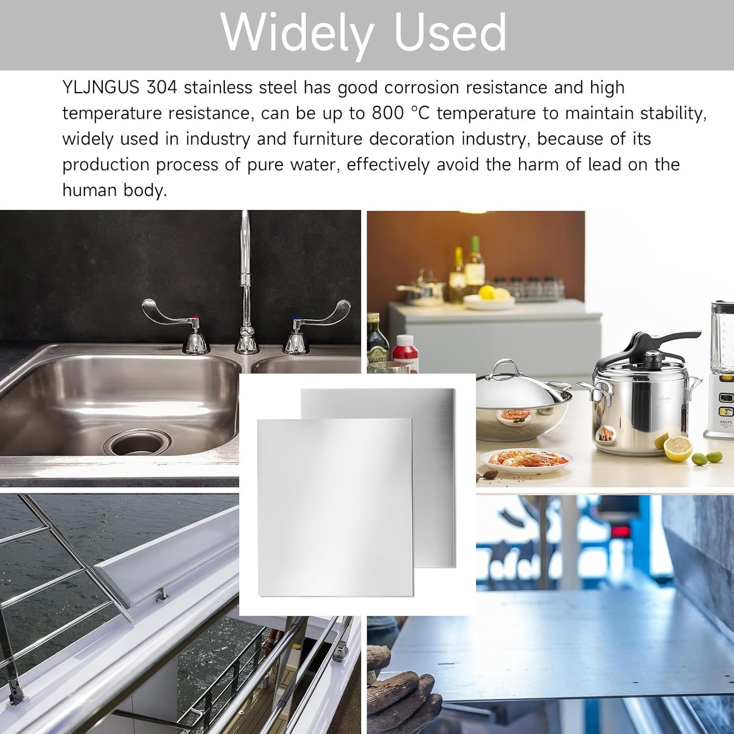 304 Stainless Steel Sheet – 2PCS 6″ X 6″ X 1/32″ Thin Stainless Steel Plate 1…