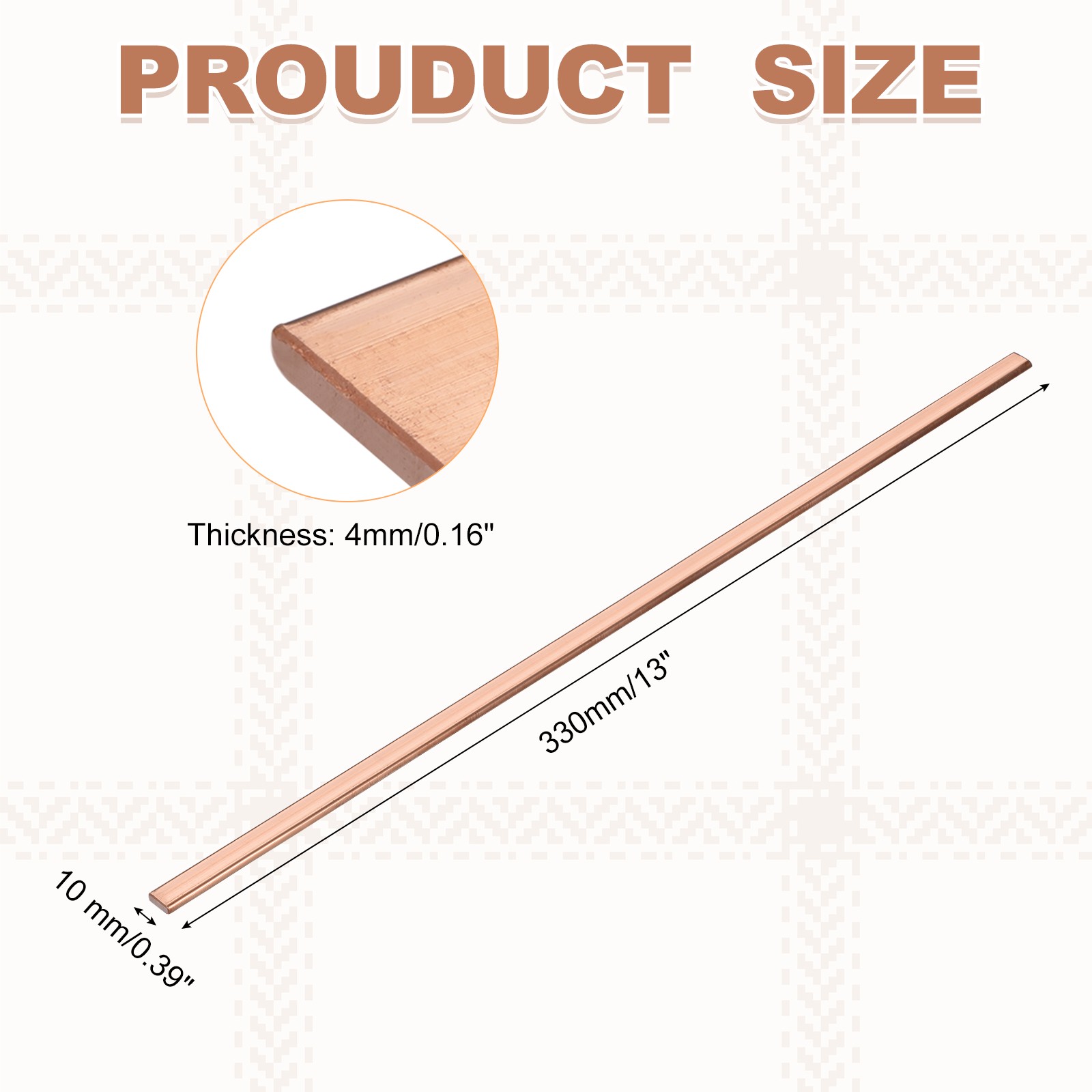 Copper Flat Bar, 5/32″ x 3/8″ x 13” C110 Solid Copper Bus Bar Stock