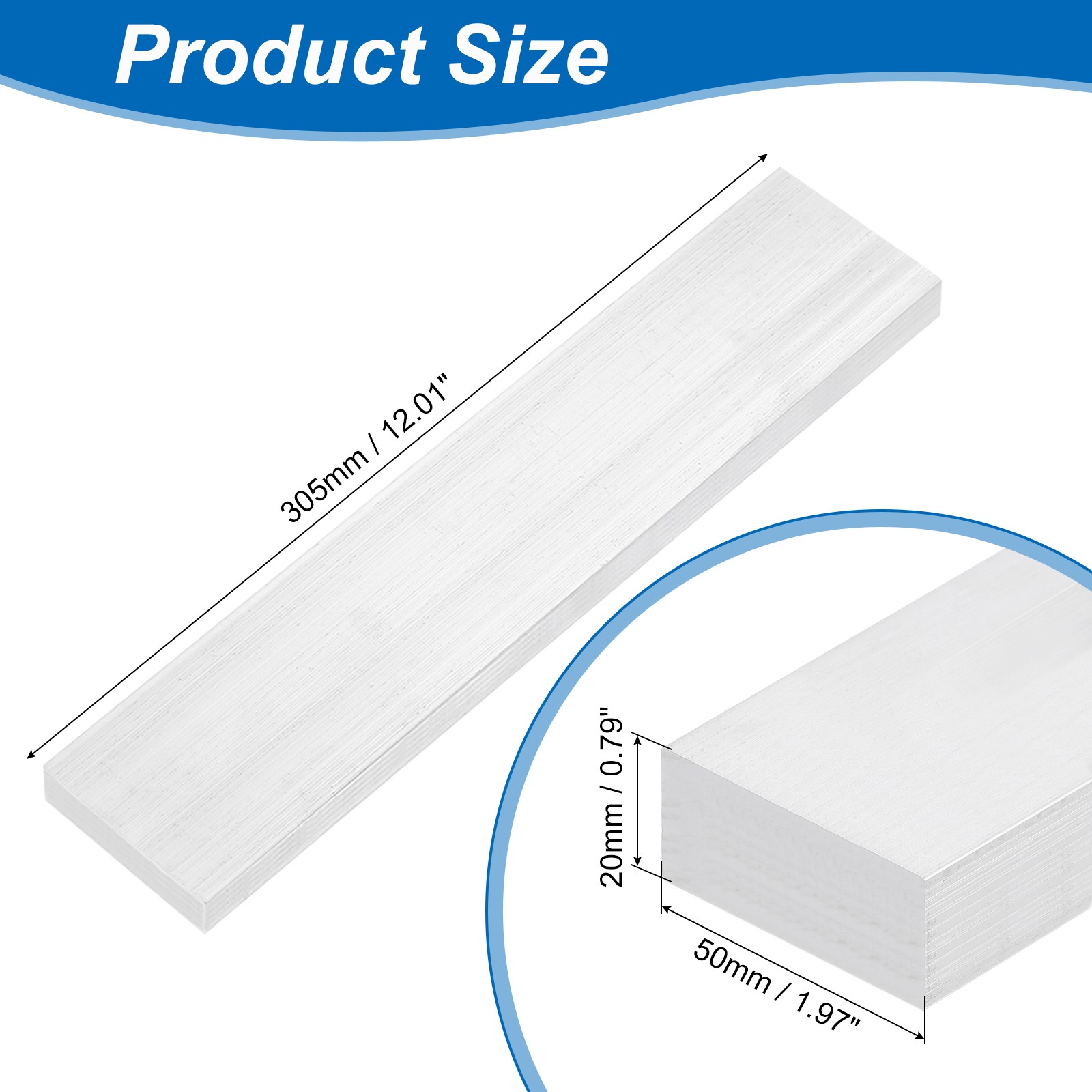 Square 6063 Aluminum Flat Bar 3/4″ Thickness 2″ Width 12″ Length