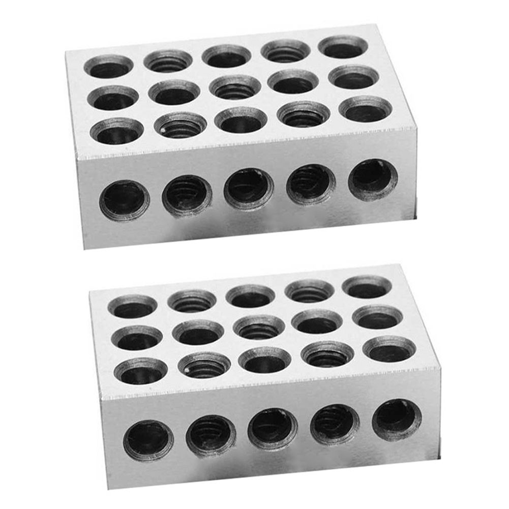 Ground Steel 1x2x3 Inch Setup Blocks Pair 1 x2 x3 with 23 Holes for Use
