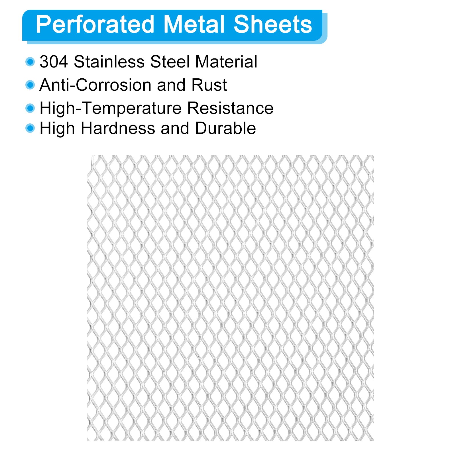 4″L x 4″W Universal Car Grill Mesh, 2Pcs 5x8mm Diamond Hole, Silver Tone