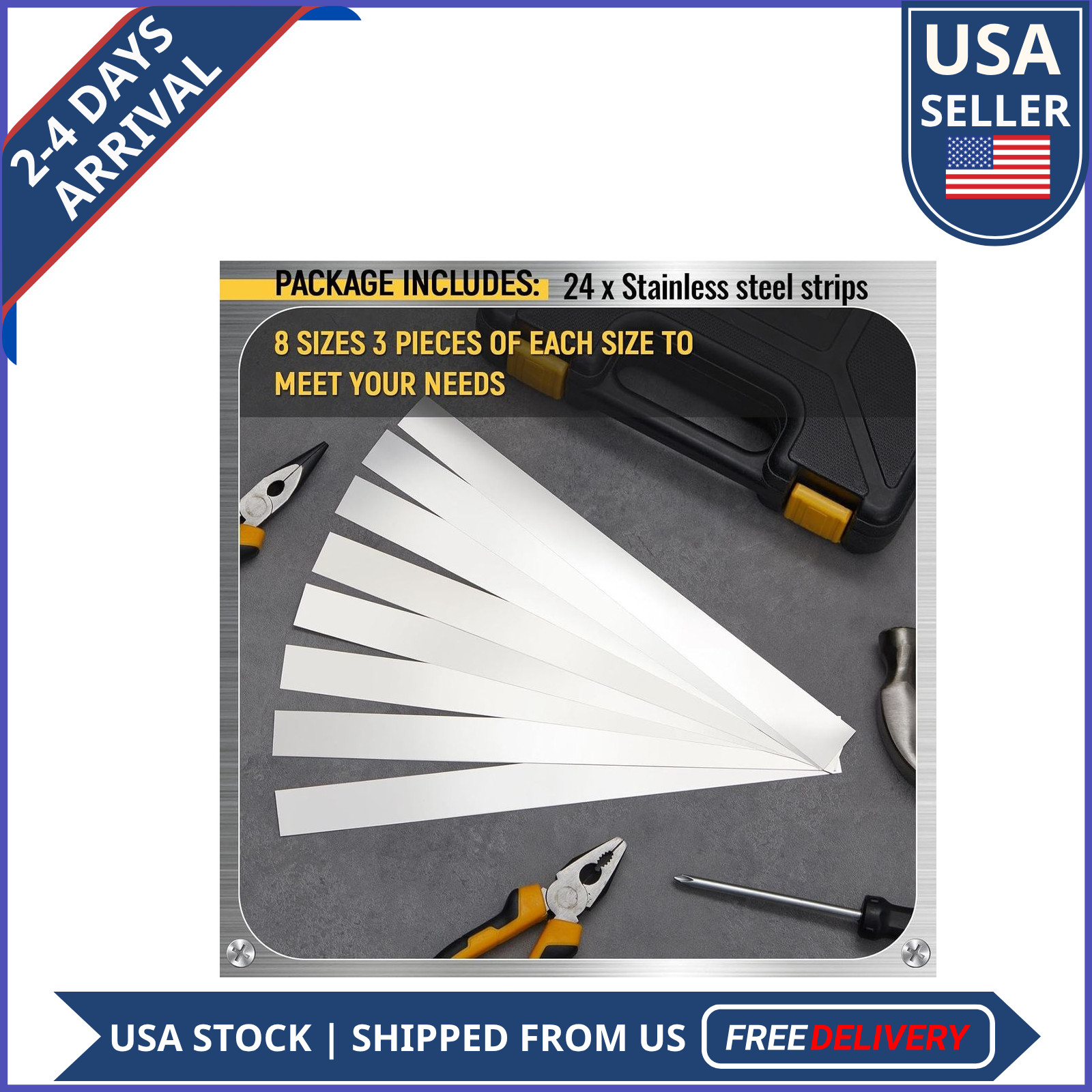 Blulu 24 Pcs Stainless Steel Shim Stock Strips 1×12 Inch 8 Thickness Assortment