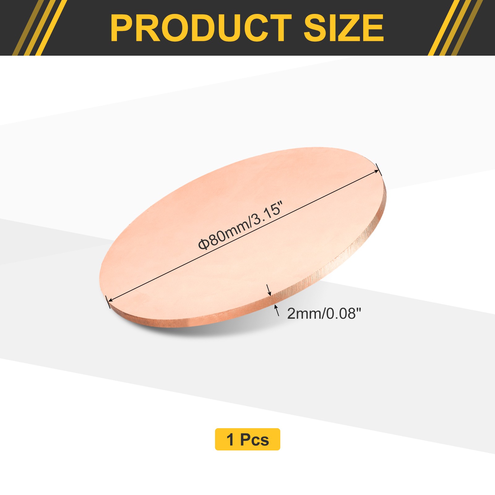 Copper Round Plate, 0.08″ Thick 3.1″ Dia C1100 Pure Copper Sheet