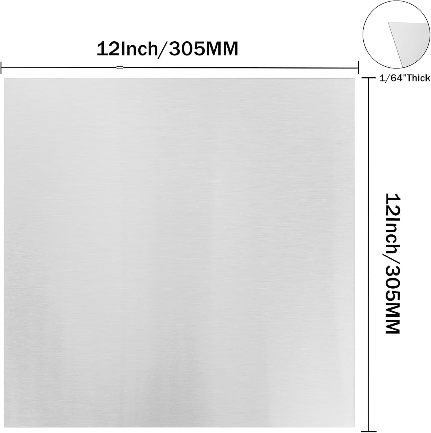 304 Stainless Steel Sheets Metal 12″ x 12″ x 1/64″ (0.02″) Inch 304 Stainless St