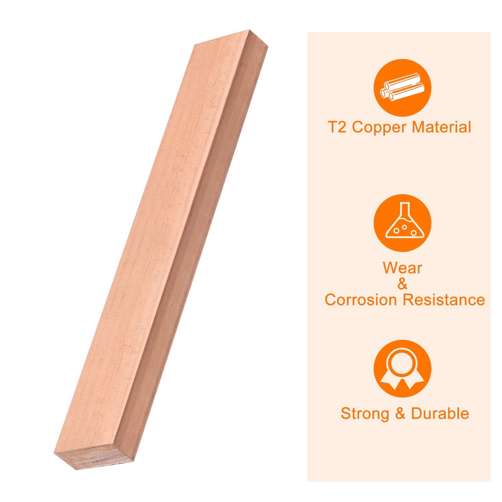 2Pcs Copper Flat Bar, 3/8″ Thickness x 1″ Width x 6″ Length Copper Bar Stock