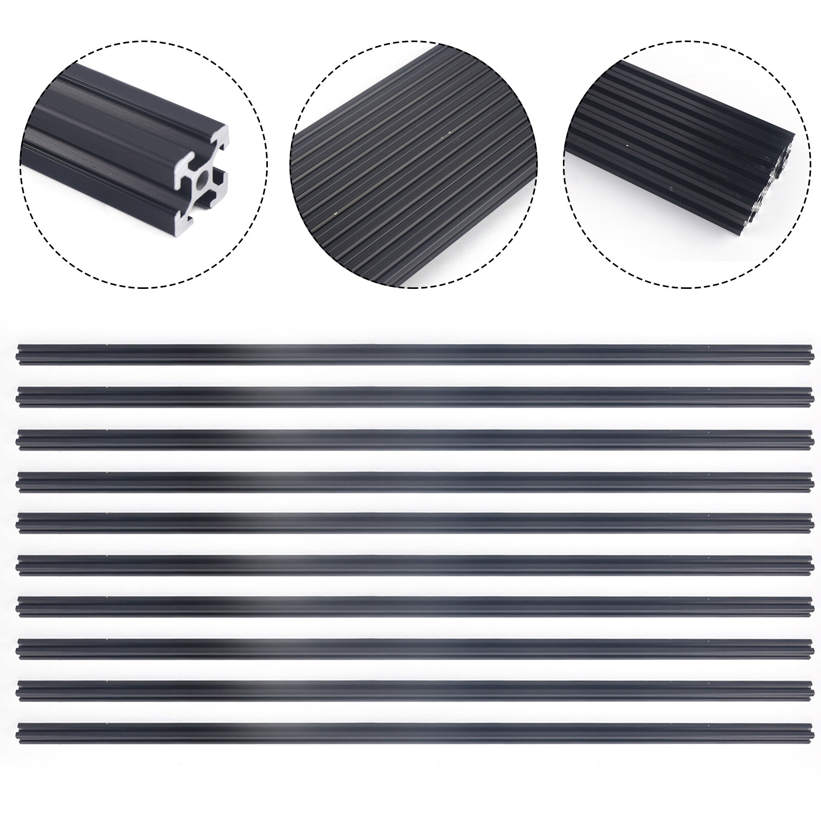 20*20*1000mm 2020 T-Slot Aluminum Extrusion For CNC 3D Printer Black 10 Packs US