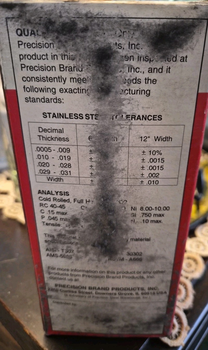 Precision Brand Stainless Steel Shim 22195 6″ X 50″, .004 Guage