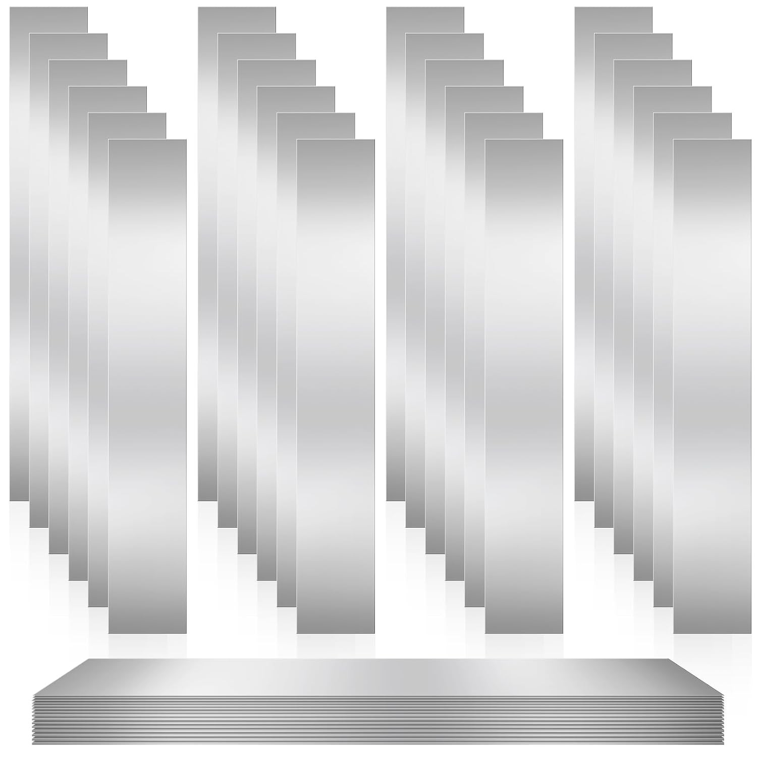 Amylove 24 Pcs 304 Stainless Steel Strips Shim Stock Metal One Size, Silver