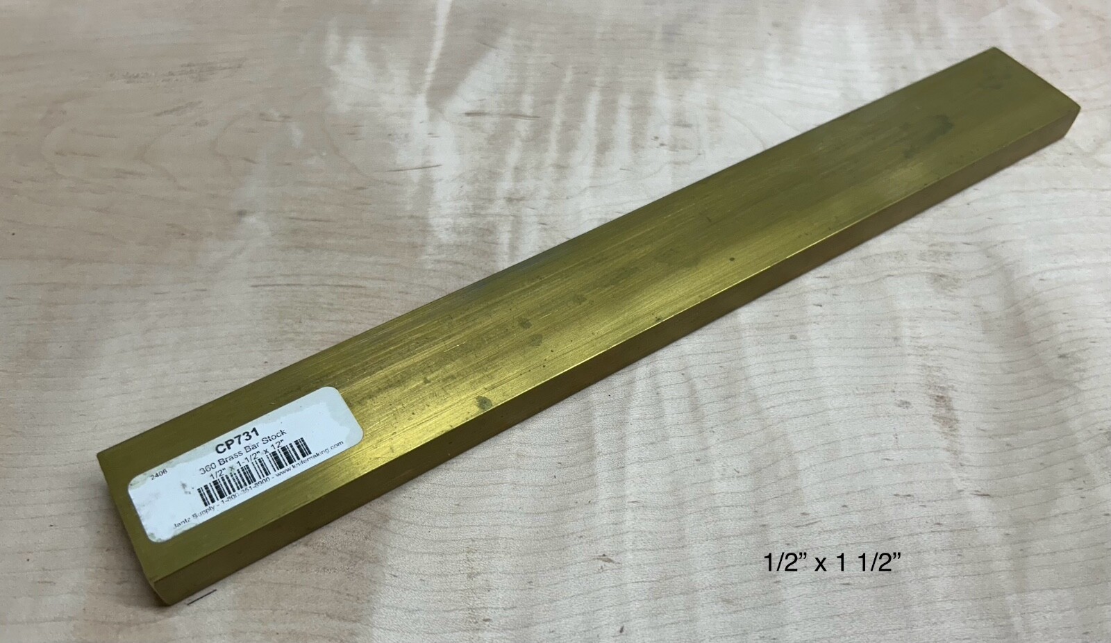 C360 Solid Brass Flat Bar Stock 12″ long 1/2″ x 1-1/2″ milling plate diy knife