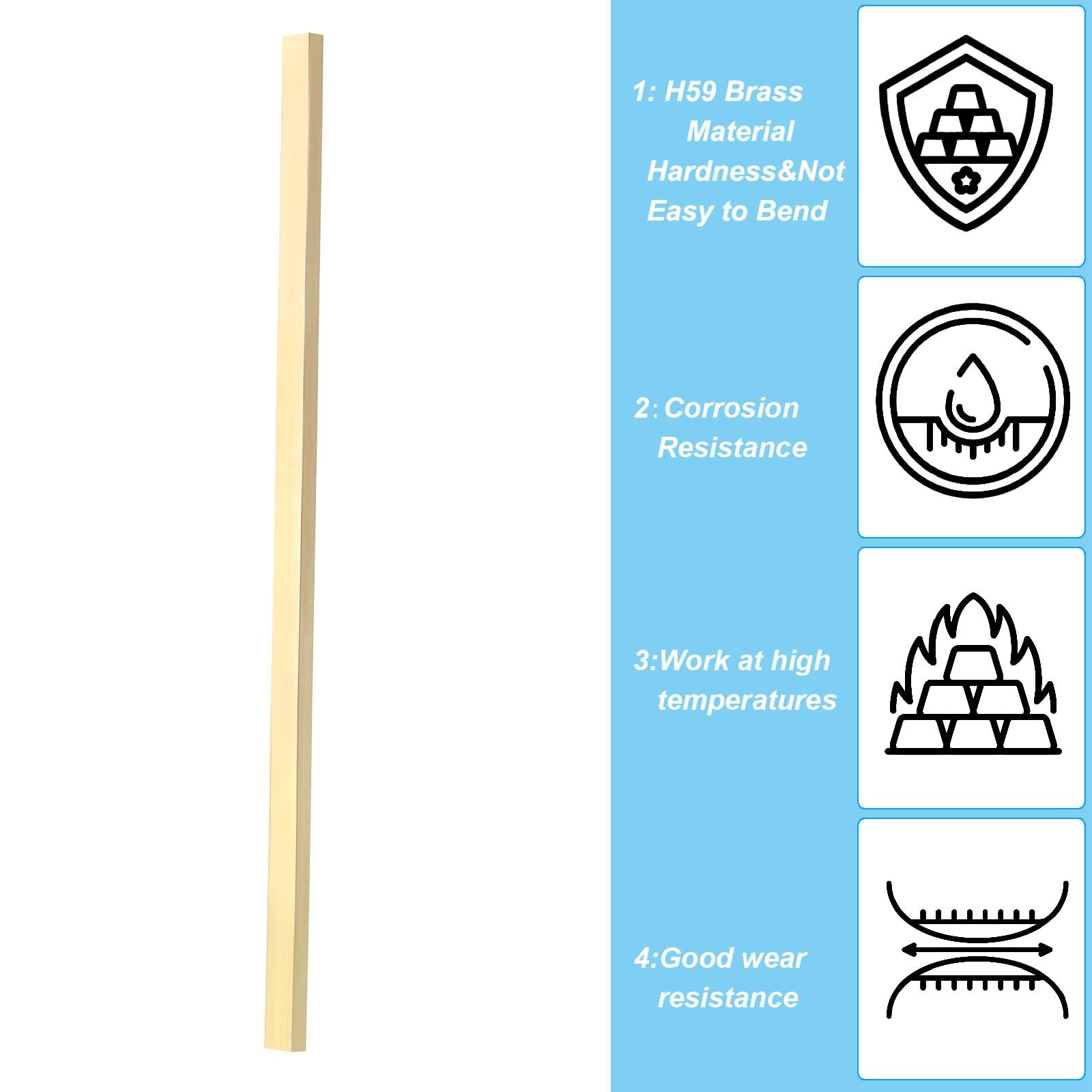 H59 Solid Brass Flat Bar Stock 1/4×1/2×12″ for Crafting Electrical Decoration