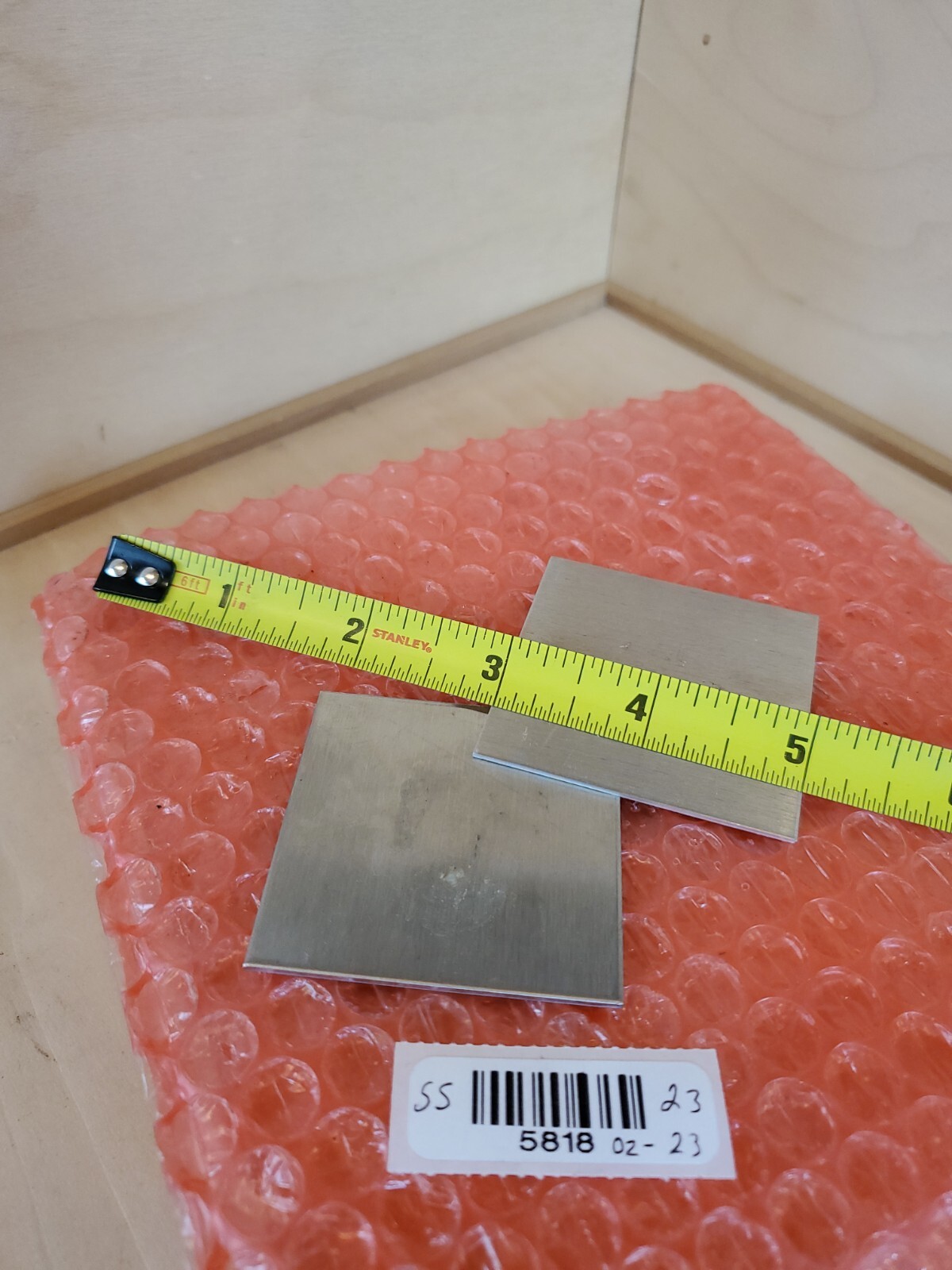 stainless steel plate 304 2 pieces 18 gauge 2″ x 2″ flat metal sheet TIG welding