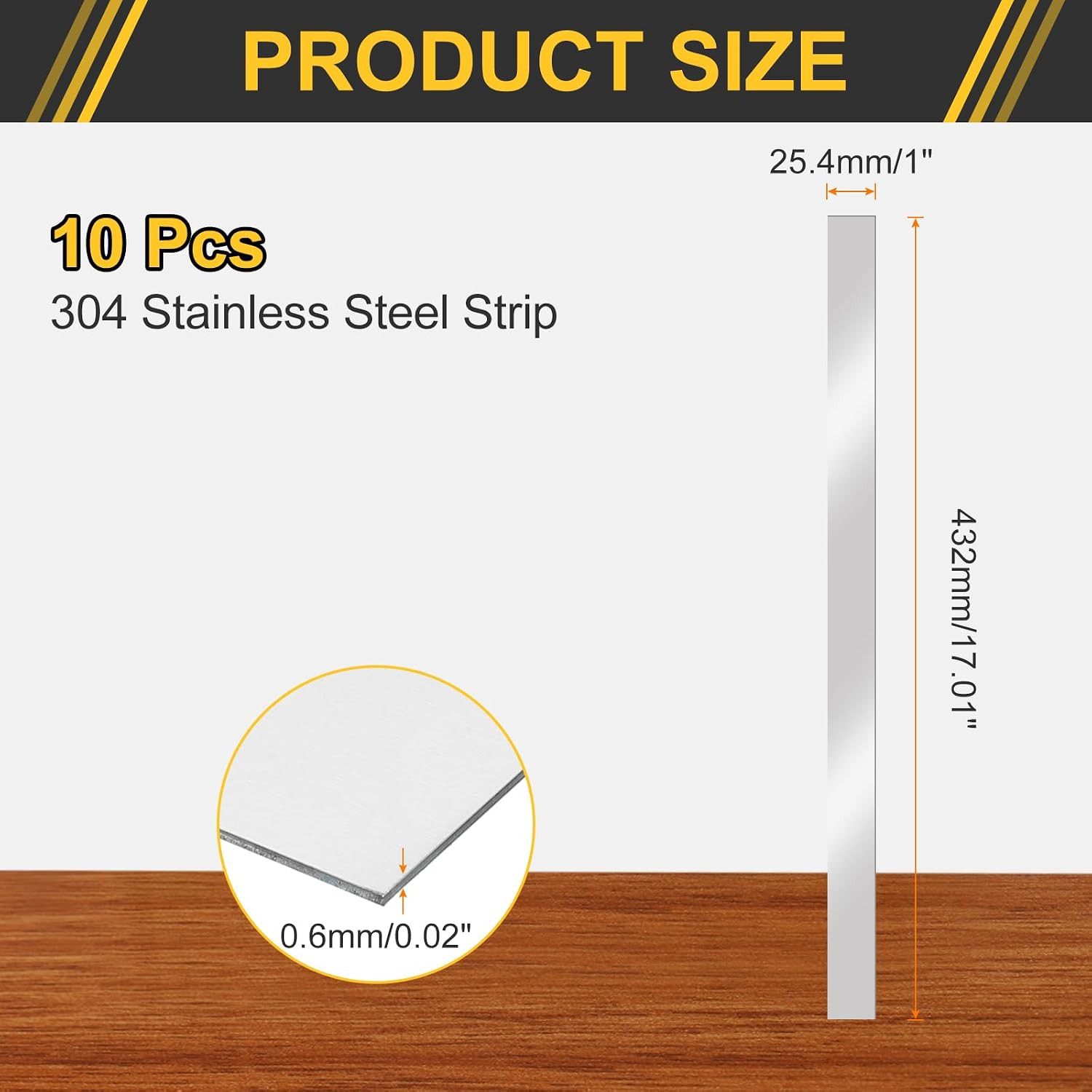 10 Pcs Stainless Steel Strips, 0.02″ Thick 304 Stainless Steel Metal