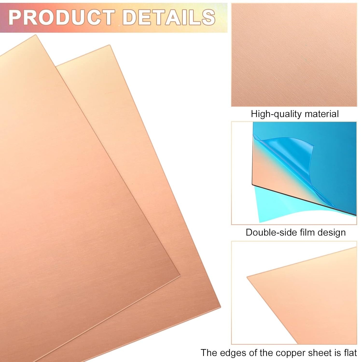 4 Pieces Copper Sheets Plates Metal for Crafts 12 x 12 inch 24 Gauge 0.5mm Thick