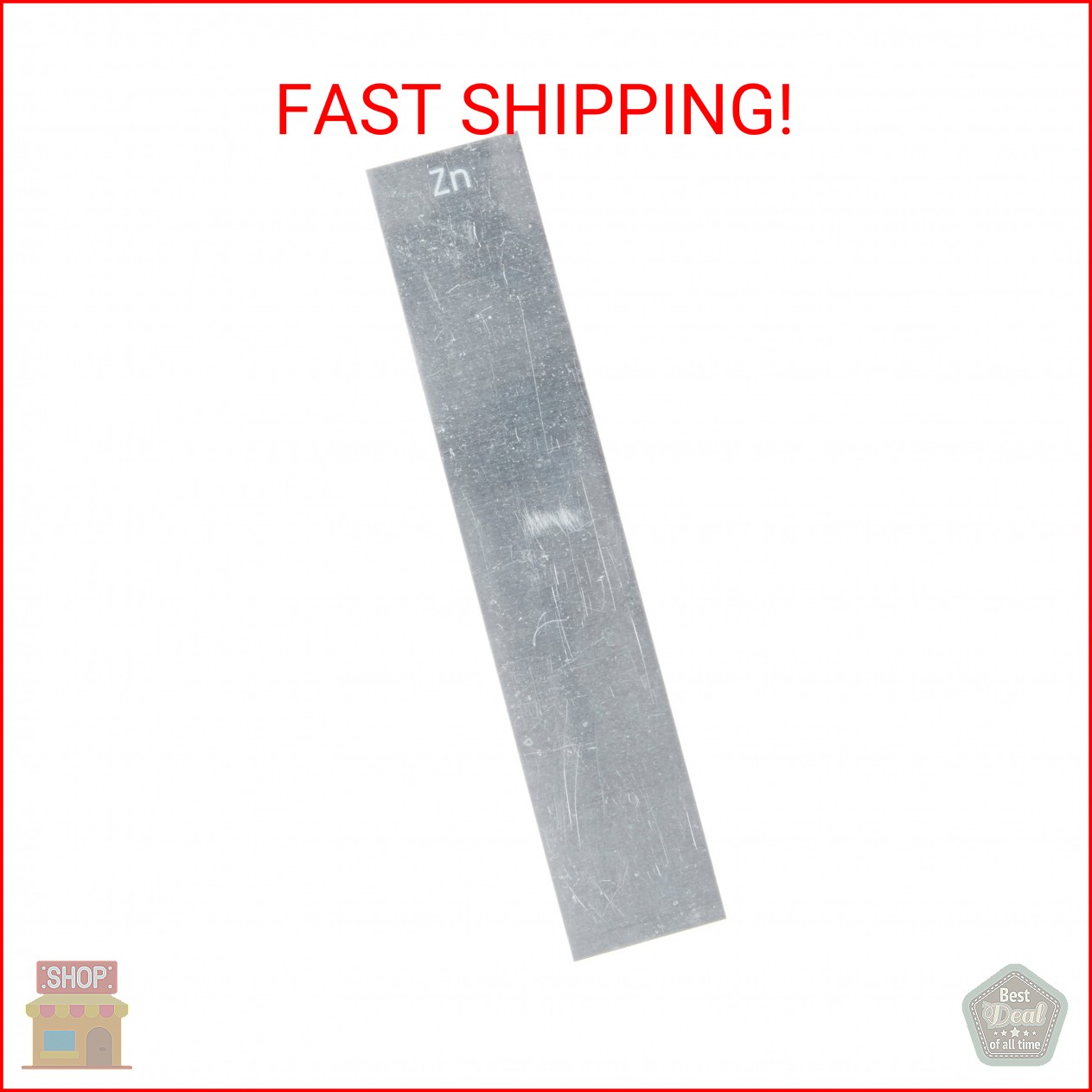 Ajax Scientific EL160-0006 Zinc Electrode Strip, 132mm Length x 25mm Width