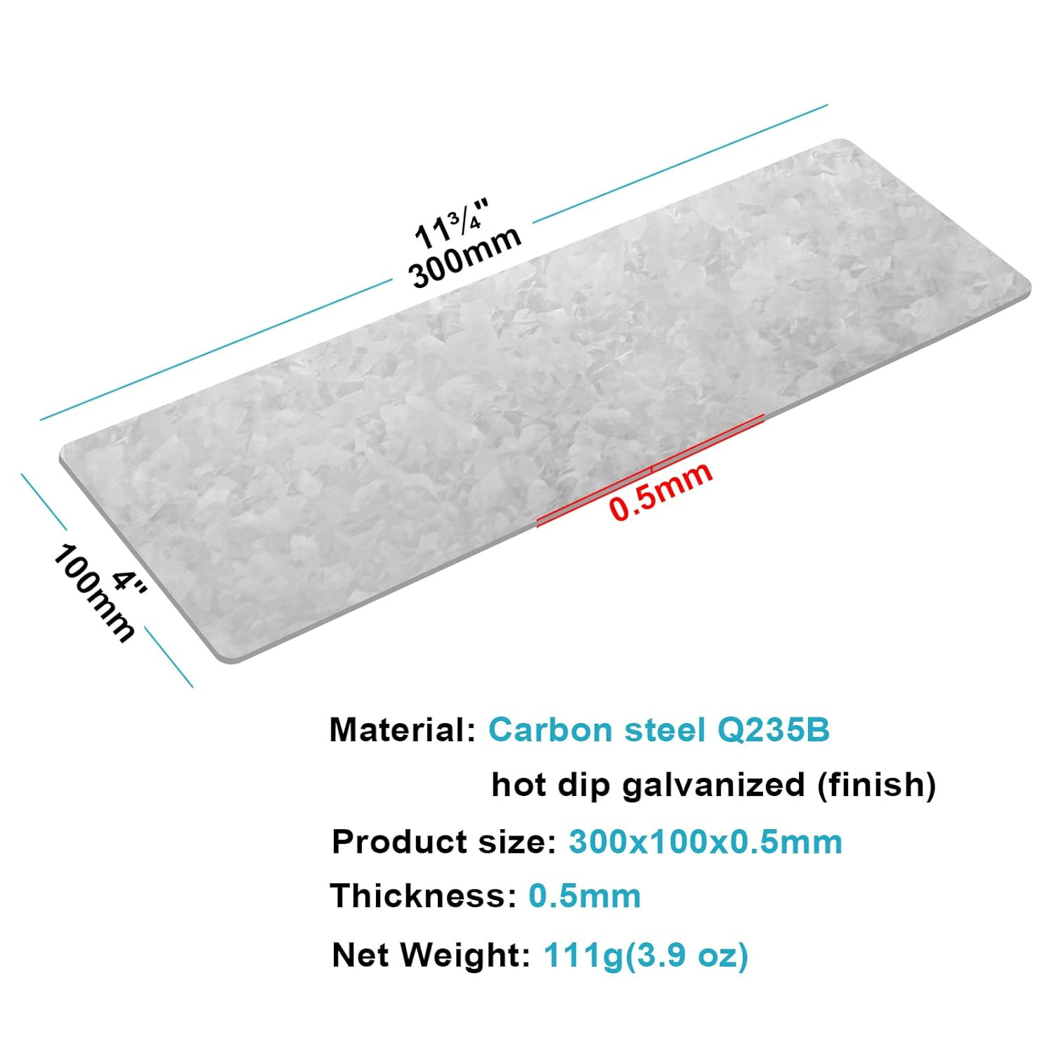 20 PCS 11-3/4″ X 4″ Steel Plate Sheet, Metal Flat Mending Rectangle Plate, Strai