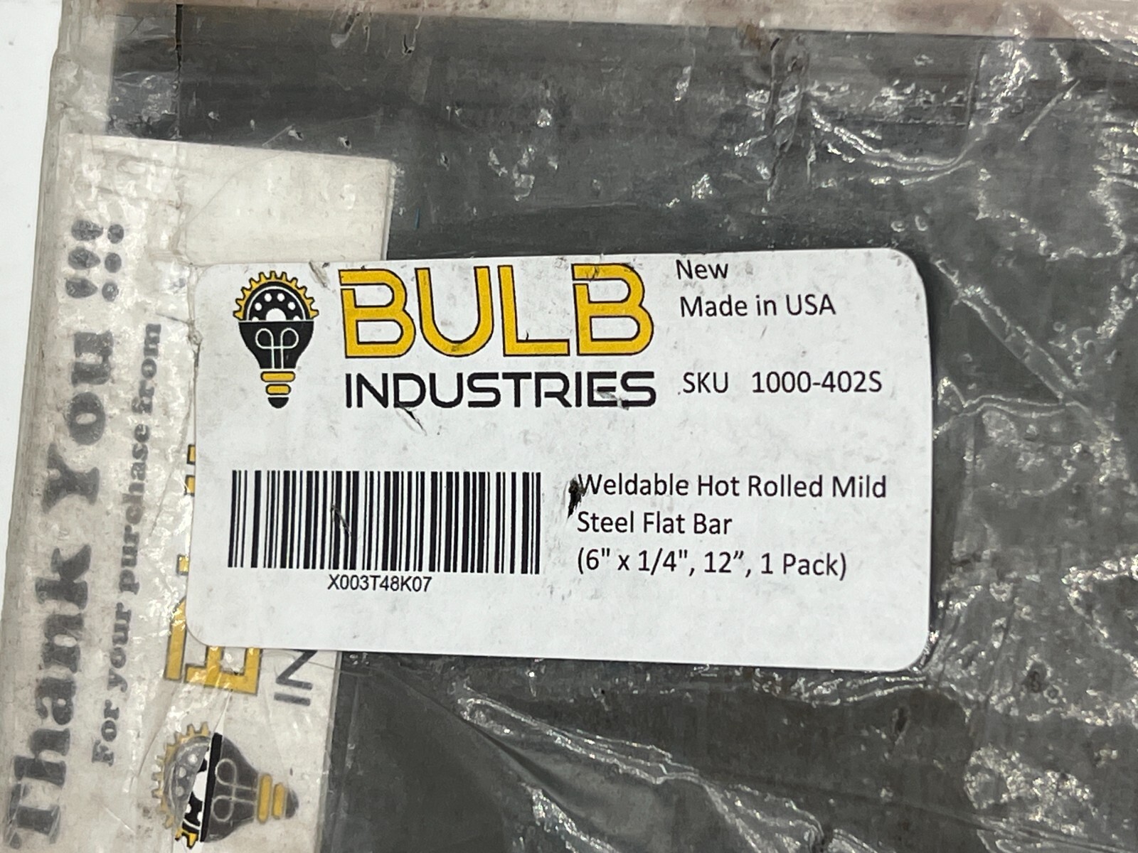 BULB Industries Weldable Hot Rolled Mild Steel Flat Bar 6″x 1/4″x 12″ 1000-402S