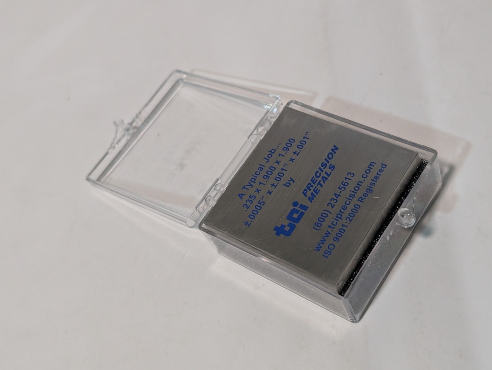 TCI Precision Metals Machined Metal Blank Sample Tool, CNC, Grinding, Milling