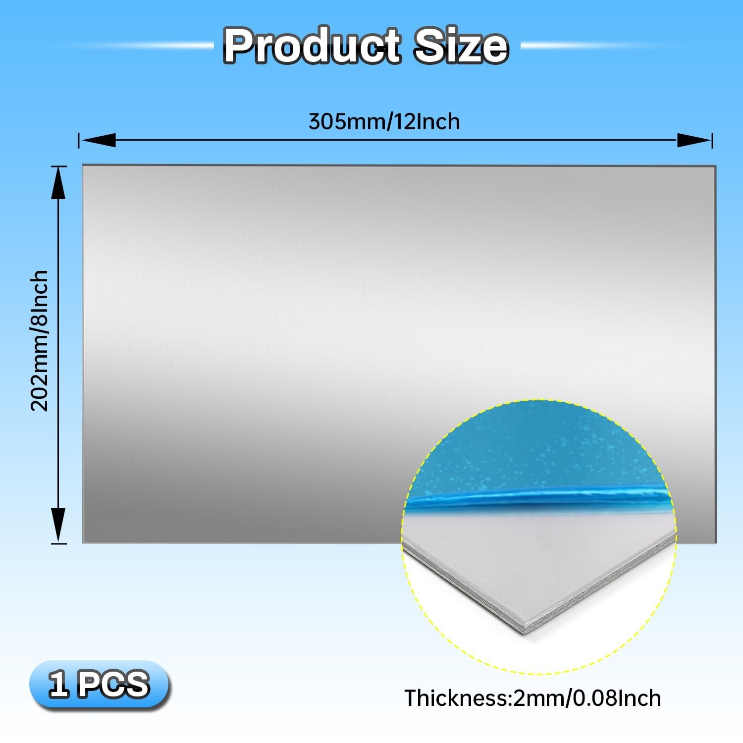 304 Stainless Steel Sheet 8″x12″ 14 Gauge Metal Plate for DIY Crafting & Home De