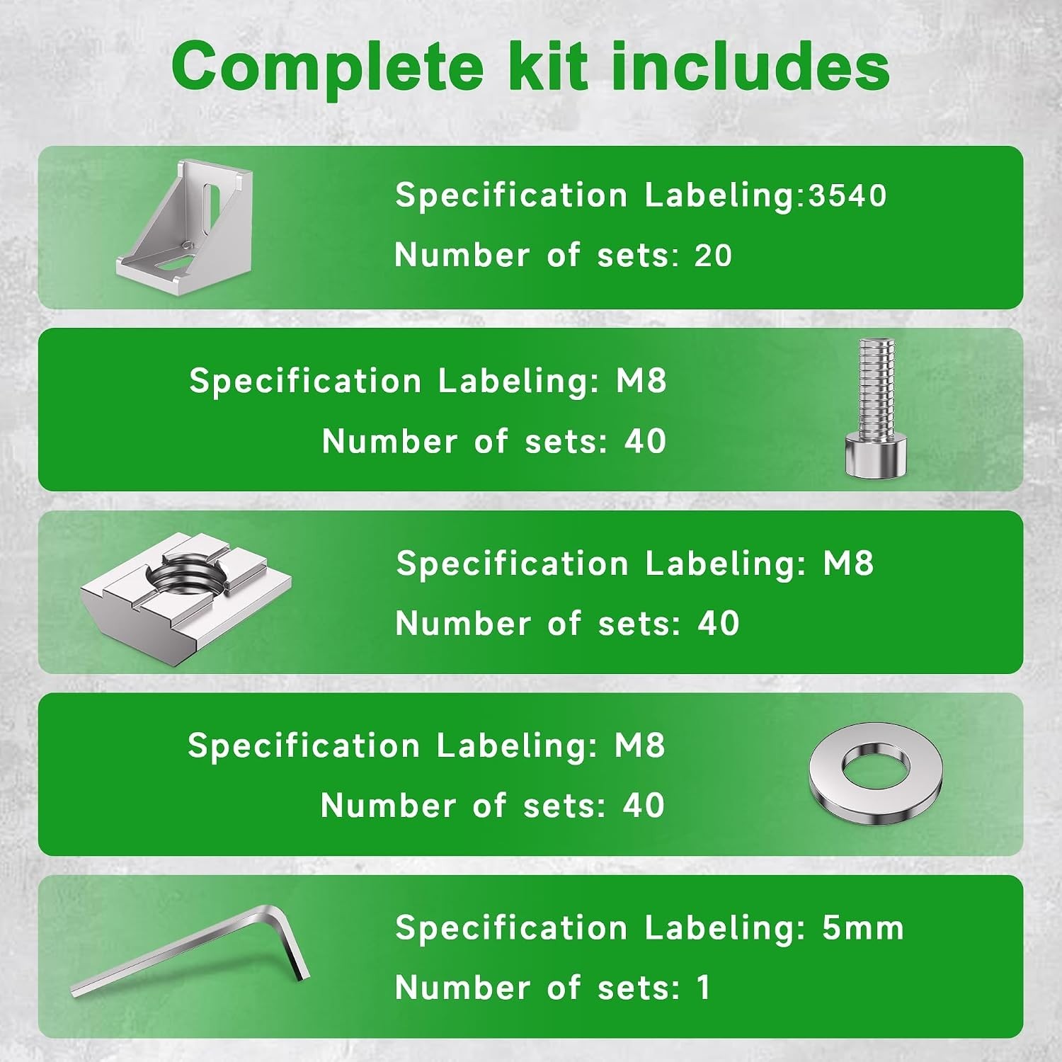 Heavy-Duty 4040 Series Aluminum Profile Connectors with Wrench and Hardware Kit