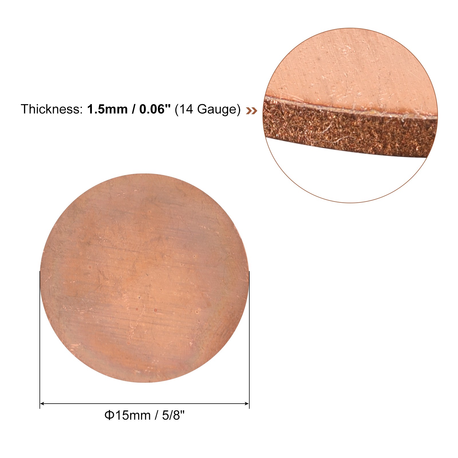 8pcs Pure Copper Sheet 5/8″ x 0.06″ 14 Gauge T2 Copper Metal Round Plate