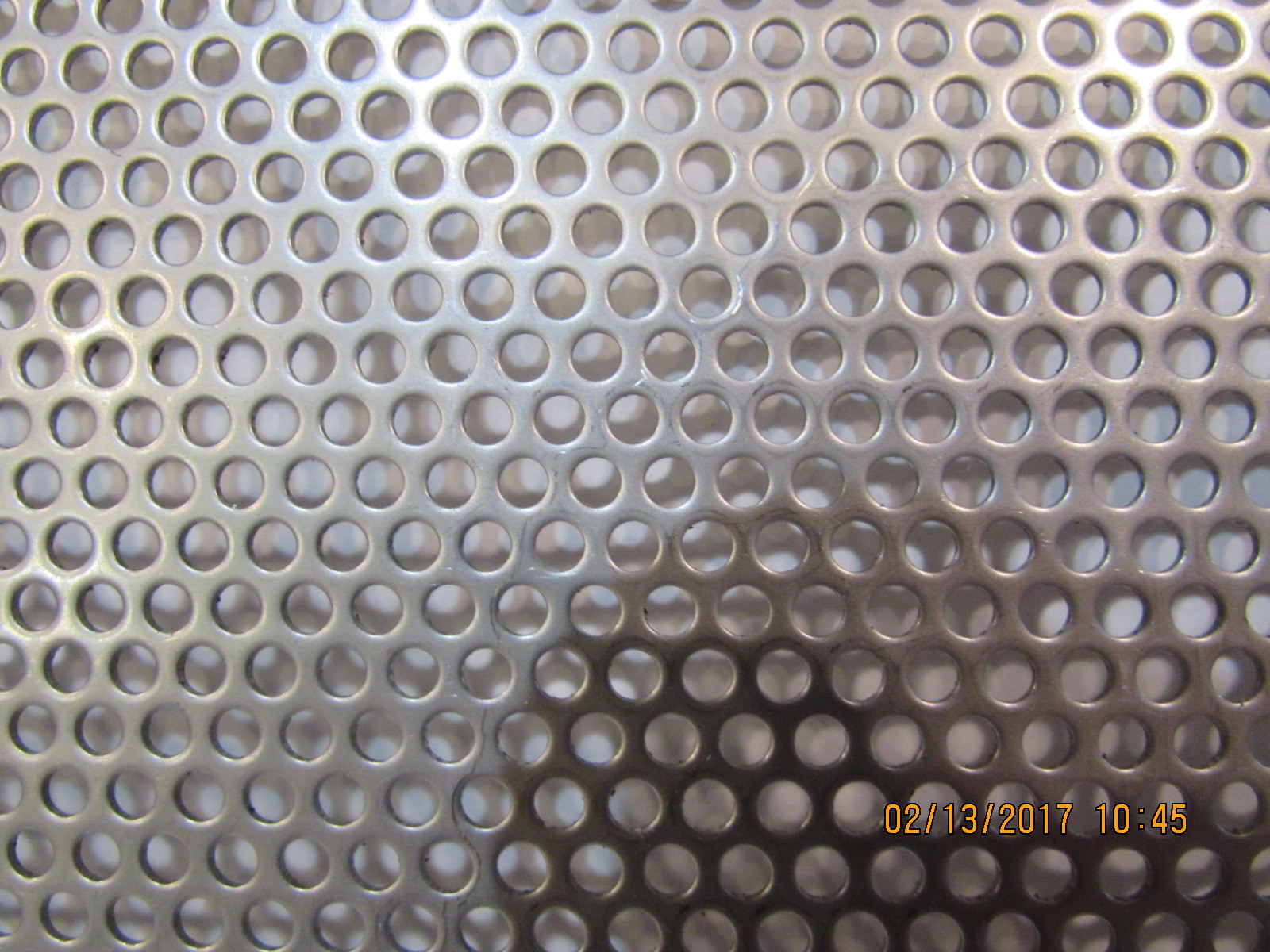 1/8″ HOLES—18 GAUGE CARBON STEEL PERFORATED SHEET–12″ X 12″==
