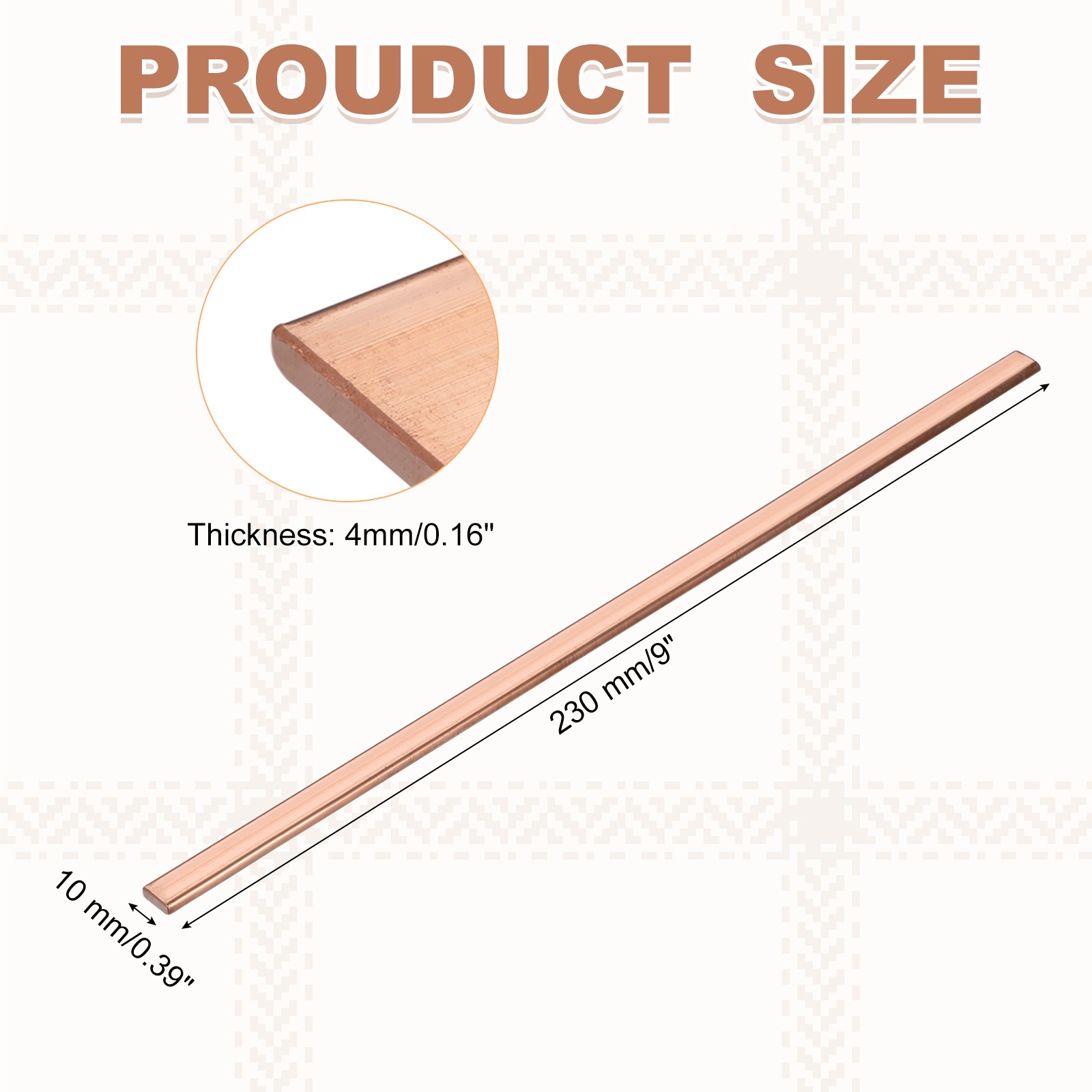 Copper Flat Bar, 5/32″ x 3/8″ x 9” C110 Solid Copper Bus Bar Stock
