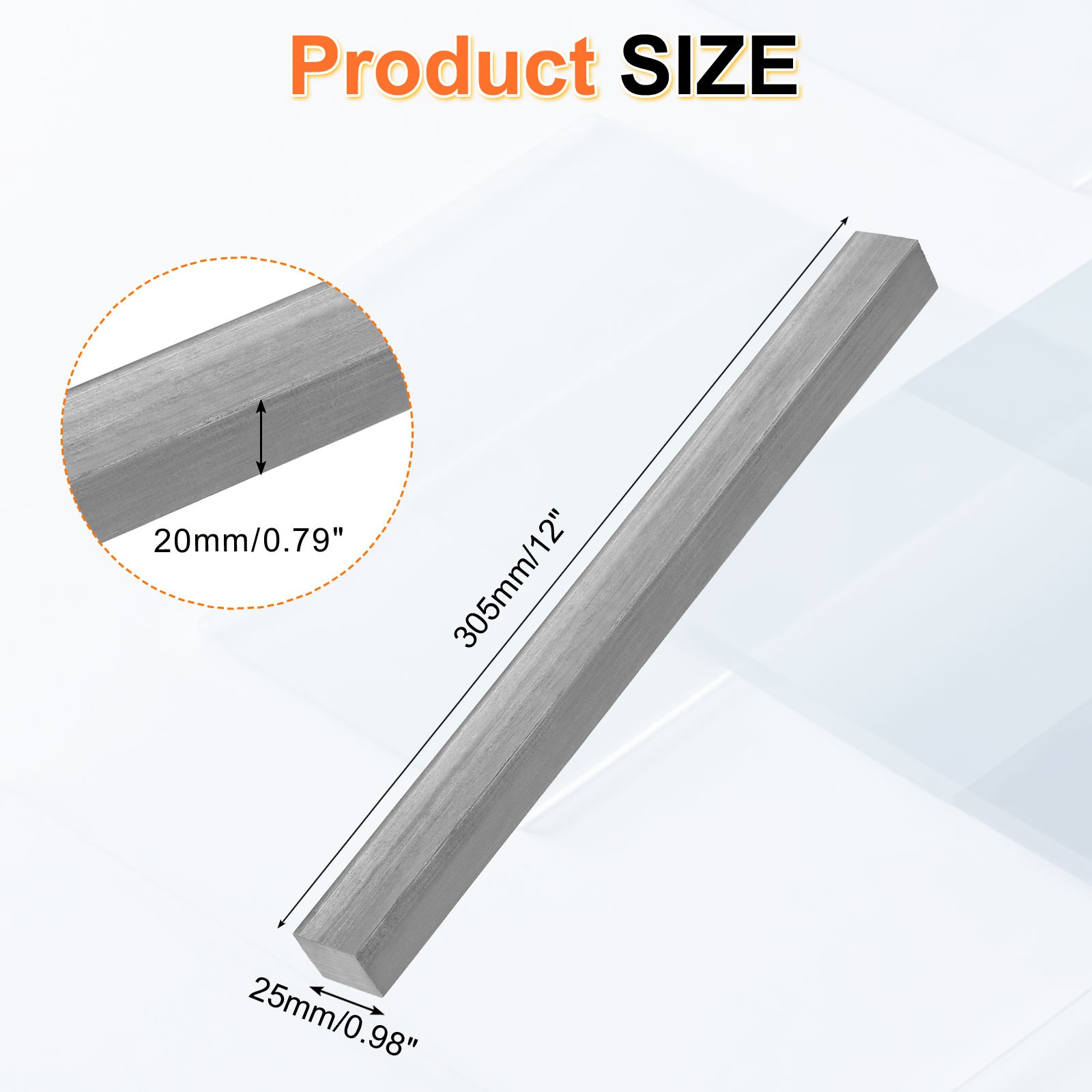 1018 Cold Rolled Carbon Steel Bar, 0.79″x0.98″x12″ Rectangular Flat Bar