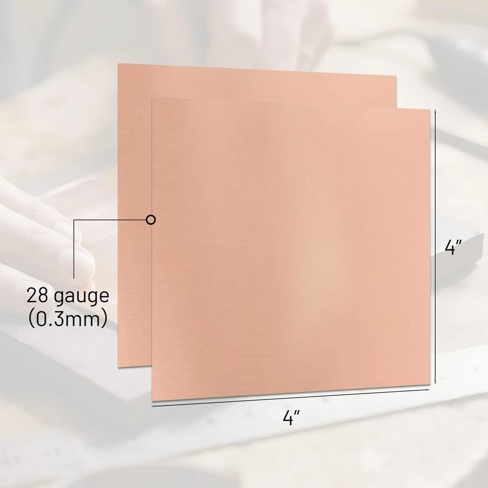 2 Pcs 99.9%+ Pure Copper Sheet, 6″ x 6″, 28 Gauge 6” x 6”, 28 gauge,
