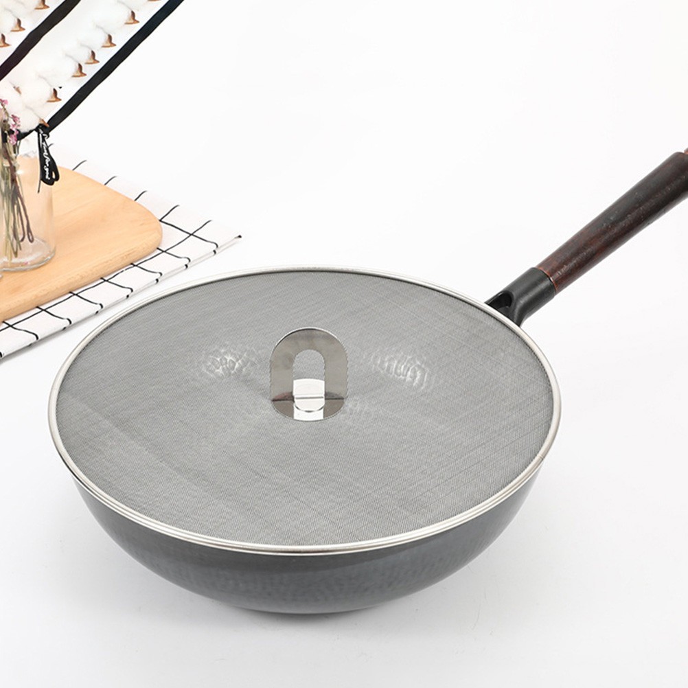 Silver Mesh Stainless Steel Pot Cover Anti Spill Lid Reusable Oil Splatter Guard