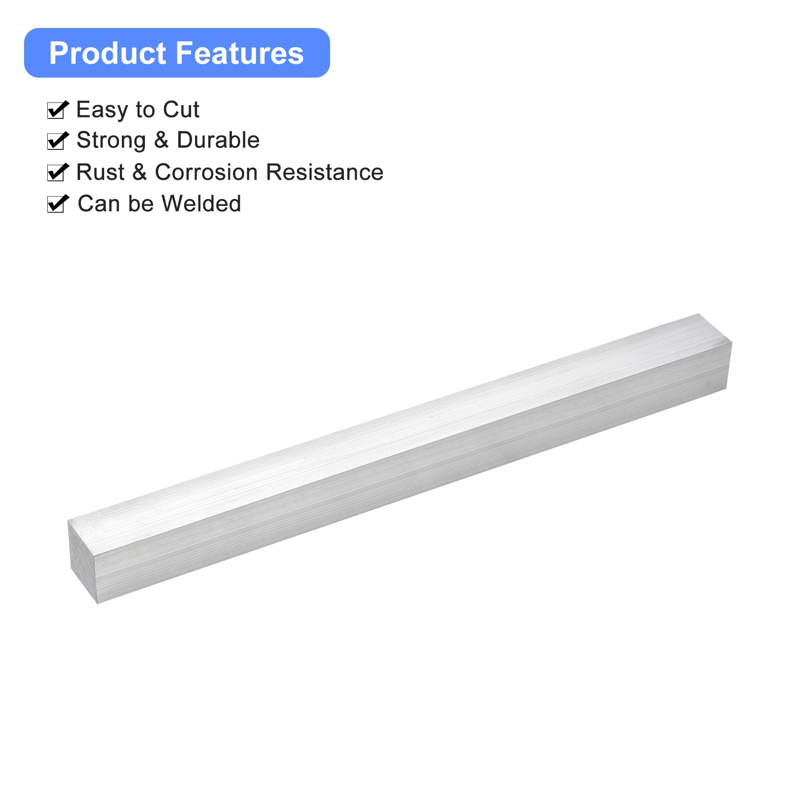 Square Aluminum Flat Bar Flat Plate 1″ Thickness, 1″ Width, 12″ Length