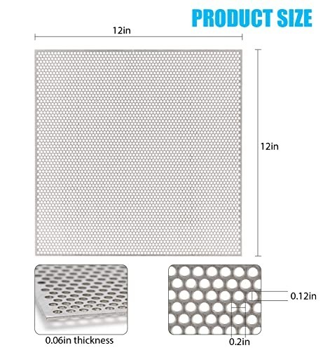 Perforated Stainless Steel Sheet 12″ x 12″ x 0.06″ (16 GA) – Metal Mesh Panel