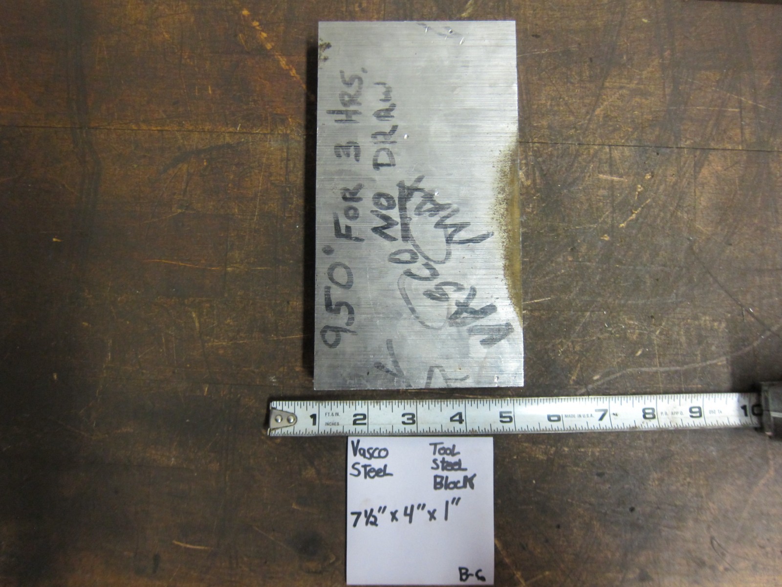 Vasco Steel Tool Steel Flat Bar/Block – 1″ Thick x 4″ Wide x 7.5″+ Length