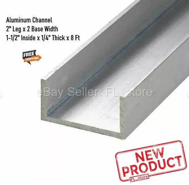 Aluminum Channel 2″ Leg x 2 Base Width x 1-1/2″ Inside x 1/4″ Thick x 8 Feet NEW