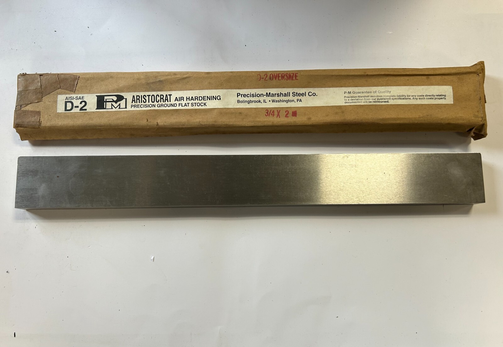 Precision Marshall 03177 3/4″x2″x18″ D2 Oversized Ground Stock New