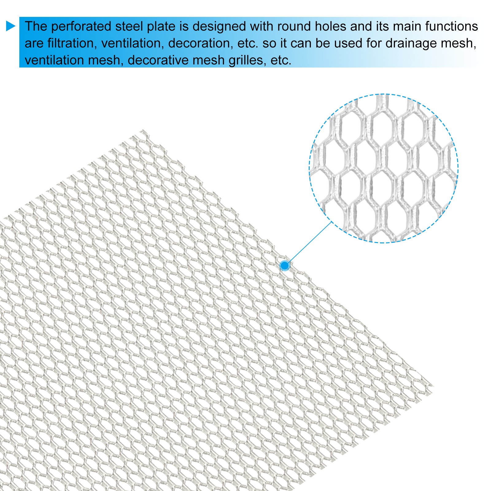 4″L x 4″W Universal Car Grill Mesh 2Pcs, 3x6mm Hexagon Hole Silver Tone