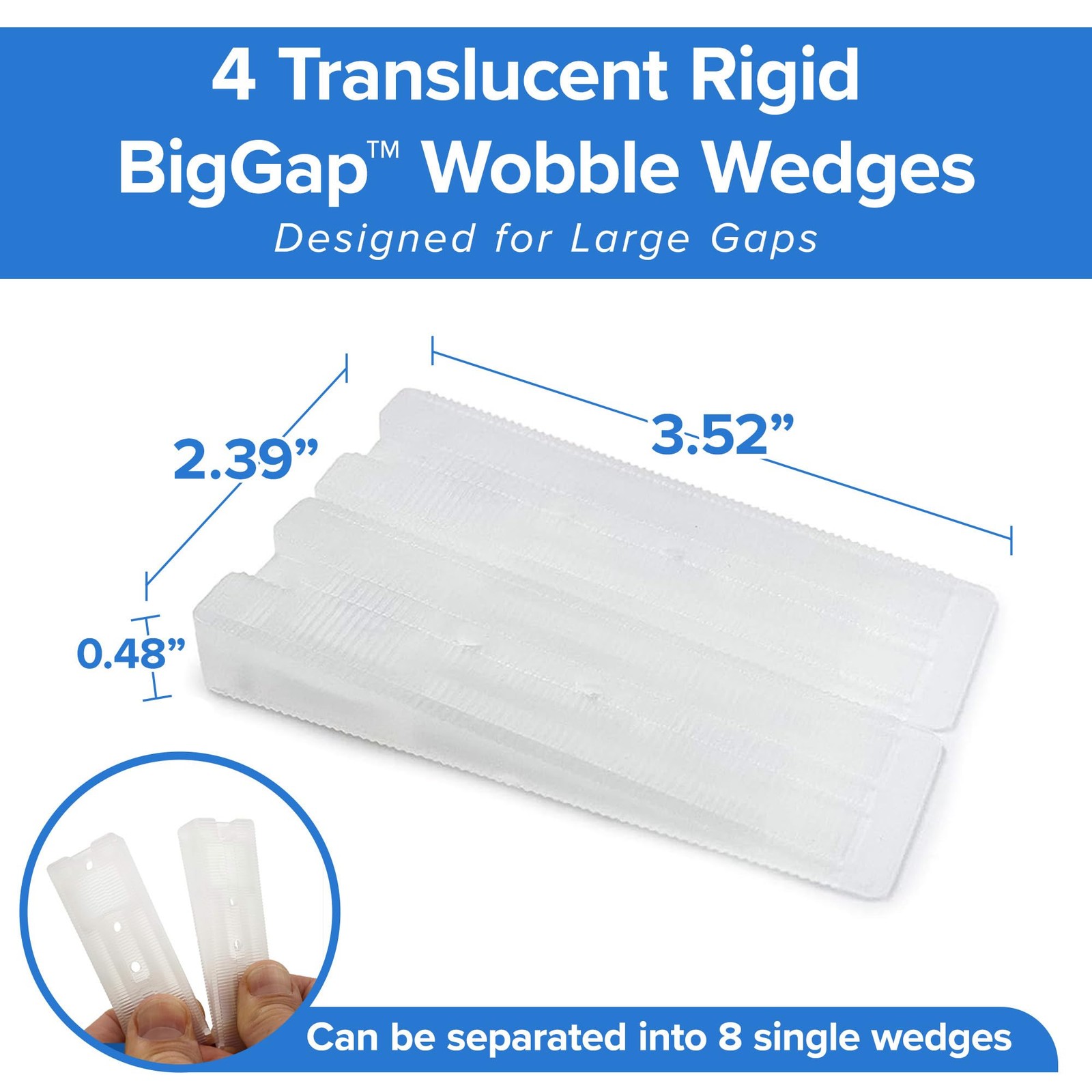 Wobble Wedge BigGap Rigid Plastic Shims – Made in USA, Multipurpose Wedges fo…